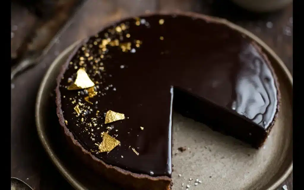 Dark Chocolate Tart with Gold Leaf – A Decadent Dessert