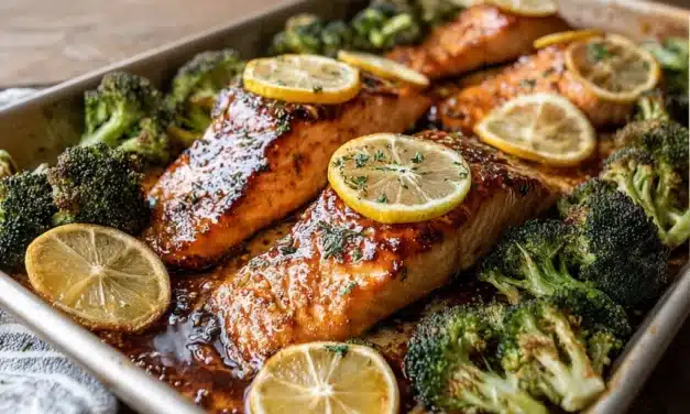 Sheet Pan Hot Honey Salmon & Broccoli